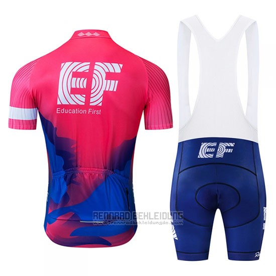 2019 Fahrradbekleidung EF Education First Blau Rosa Trikot Kurzarm und Tragerhose